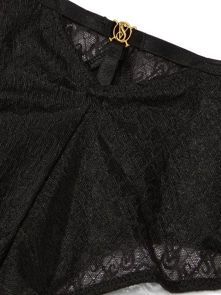 Трусики-чики женские люксовые Victoria's Secret Icon Lace Cheeky Panty черные 5g0-8rb-ipl фото