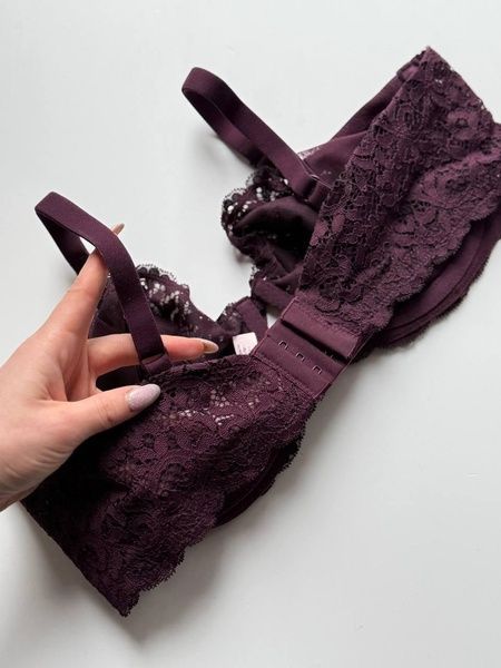 Бюстгальтер мереживний Victoria's Secret бордовый 8of-r45-bg3 фото