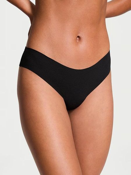 Трусики-стринги женские бесшовные Victoria's Secret No-Show Lace-Back Thong Panty черные 2wi-2h3-a2q фото