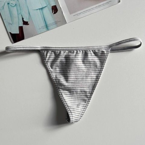 Трусики-стринги женские хлопковые Victoria's Secret Thong Panty серые 77p-zwi-sm6 фото