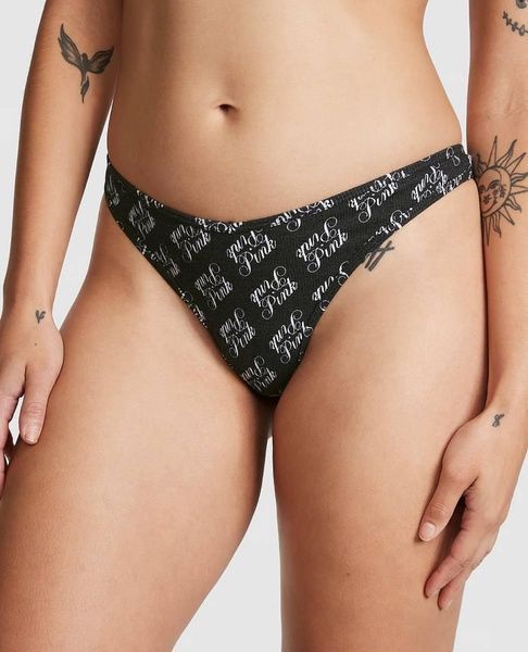 Трусики-стринги женские PINK Victoria's Secret черные 8n3-rdc-gp5 фото