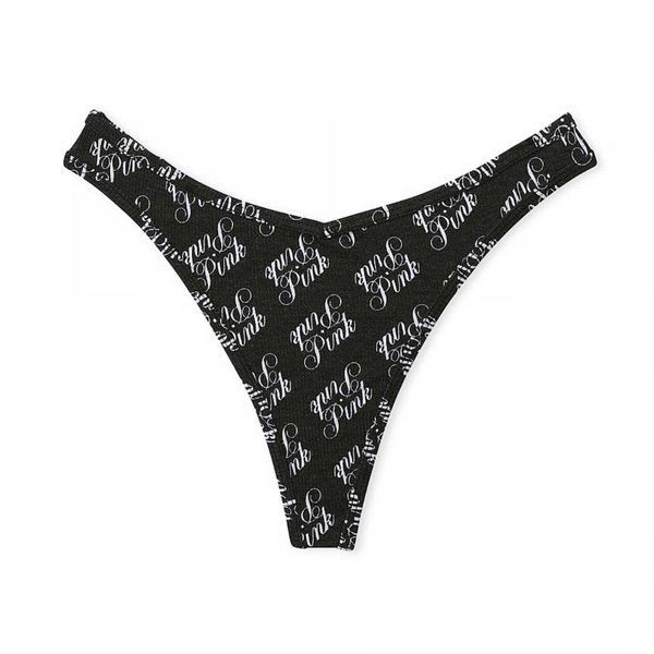 Трусики-стринги женские PINK Victoria's Secret черные 8n3-rdc-gp5 фото