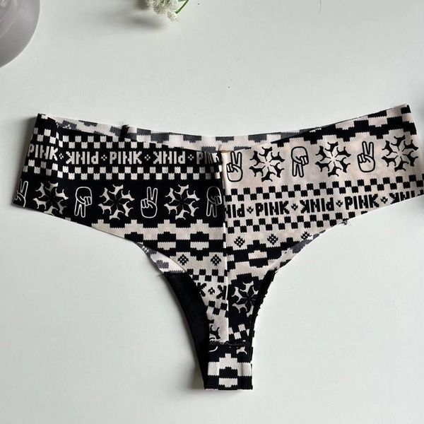 Трусики-стринги женские бесшовные PINK Victoria's Secret No-Show Thong Panty черные hy3-rtq-16c фото