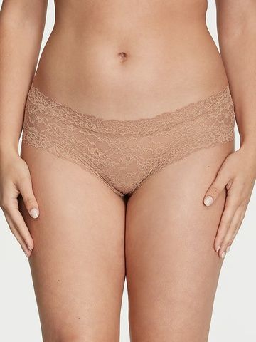 Трусики-чики женские кружевные Victoria's Secret Lace-Up Cheeky Panty бежевые S ydp-flp-8y5 фото