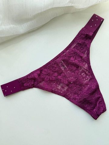 Трусики-стринги женские кружевные PINK Victoria's Secret Logo High-Leg Thong фуксия z3h-bny-dh1 фото