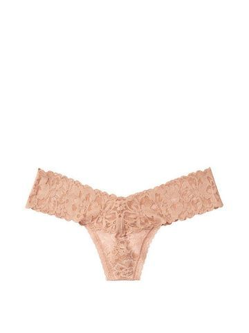 Трусики-стринги женские кружевные Victoria's Secret Lace Thong Panty бежевые 0000031.6 фото