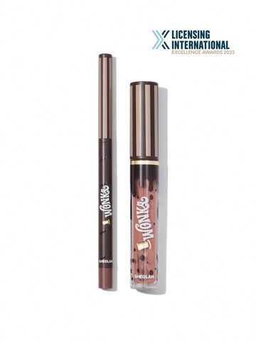 Набір для губ (блиск+олівець для губ) Sheglam Willy Wonka Cocoa Kiss Lip Duo 2.7мл+0.25г Brownie Bite 754-8ci фото