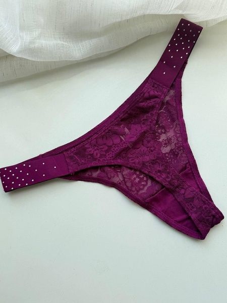Трусики-стринги женские кружевные PINK Victoria's Secret Logo High-Leg Thong фуксия z3h-bny-dh1 фото