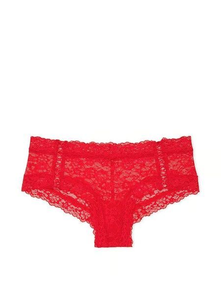 Трусики-чики женские кружевные Victoria's Secret Lace-Up Cheeky Panty красные ziw-xhf-2qp фото