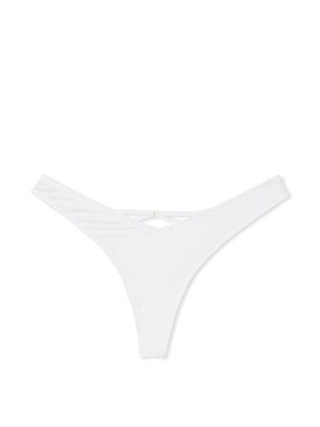 Трусики-стринги женские люксовые Victoria's Secret Strappy Back High-Leg Thong Panty білі syz-3jh-cqk фото