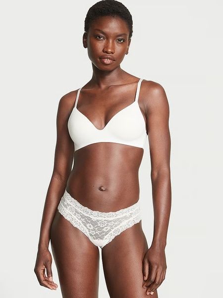 Трусики-чики женские кружевные Victoria's Secret Lace-Up Cheeky Panty белые gj6-qr0-804 фото