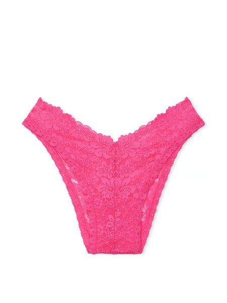 Трусики-бразилиана женские кружевные PINK Victoria's Secret Wink V-Front Brazilian Panty розовые 3bo-m2i-2sx фото