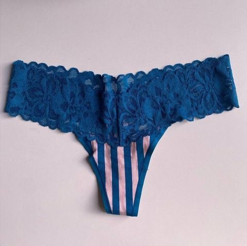 Трусики-стринги женские хлопковые Victoria's Secret Thong Panty морская волна uj1-ybk-xzg фото