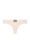 Трусики-стрінги жіночі бавовняні з лого Victoria's Secret Logo Cotton Shine Patch Thong Panty бежеві 2rd-mro-z5h фото 1