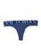 Трусики-стринги женские хлопковые с логотипом Victoria's Secret Exploded Logo Cotton Thong синие  3j1-3vh-8yb фото 1