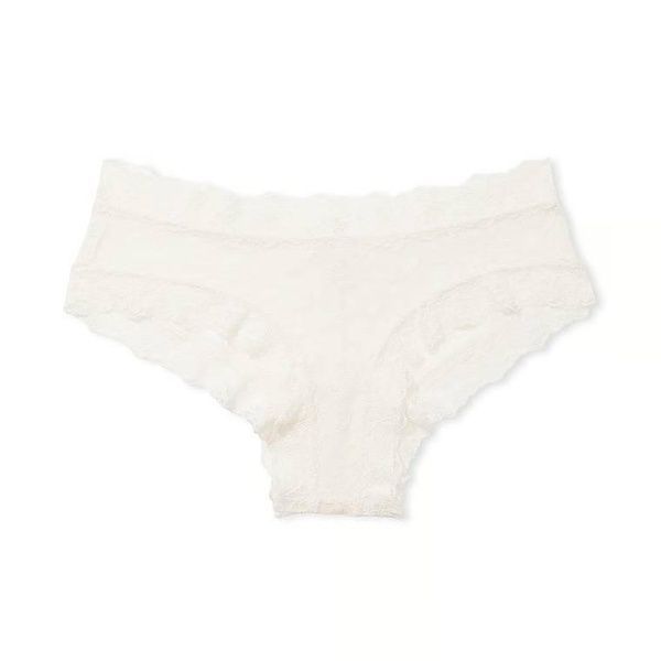 Трусики-чики женские кружевные Victoria's Secret Lace-Up Cheeky Panty белые gj6-qr0-804 фото