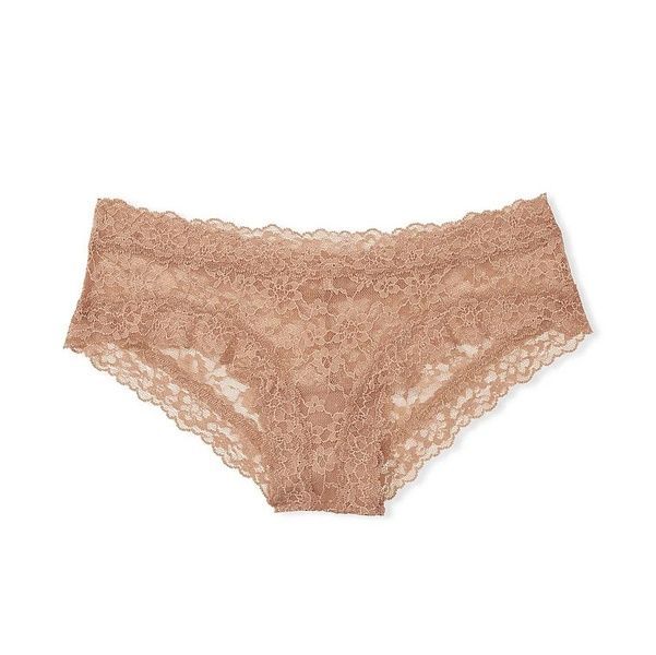 Трусики-чики женские кружевные Victoria's Secret Lace-Up Cheeky Panty бежевые S ydp-flp-8y5 фото