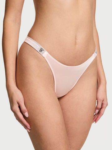 Трусики-стринги люксовые со стразами Victoria's Secret Scattered Shine Strap Smooth Thong Panty пудровые mtz-l6y-tnj фото