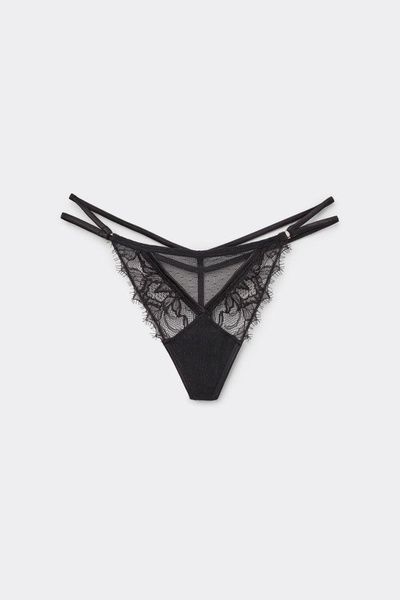 Трусики-стрінги жіночі мереживні Intimissimi Her Beauty Lace String Thong чорні SPD2545-2 фото