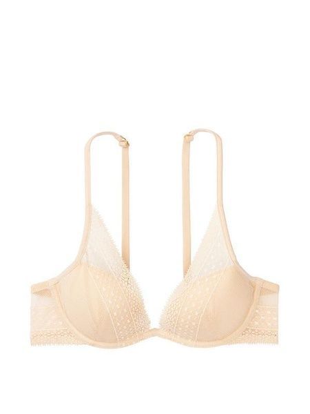 Бюстгальтер Victoria's Secret Lace Lightly Lined Plunge Bra бежевий oj3-qp5-pui фото