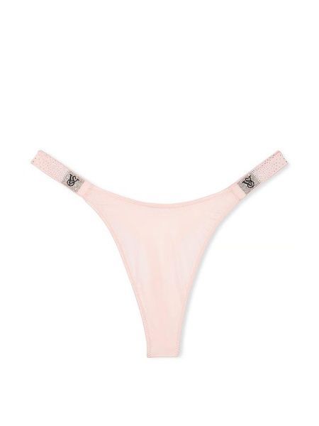 Трусики-стрінги люксові зі стразами Victoria's Secret Scattered Shine Strap Smooth Thong Panty пудрові mtz-l6y-tnj фото
