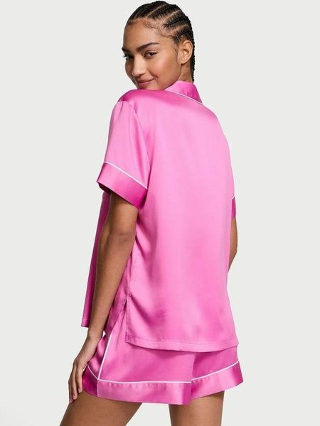 Піжама сатинова рожева (шорти +сорочка) Victoria's Secret Signature Satin Short Pajama Set L wx6-wur-0lj фото