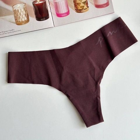 Трусики-стринги женские бесшовные PINK Victoria's Secret No-Show Thong Panty коричневые 35e-zhd-pk6 фото