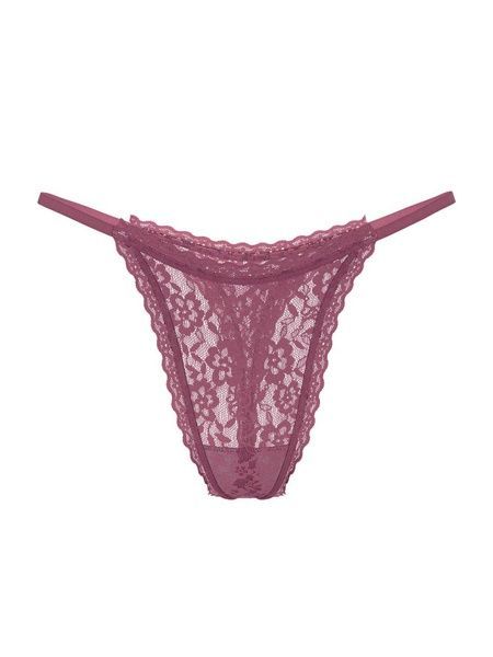 Трусики-стринги жіночі мереживні Victoria's Secret&nbsp;Lace String Thong Panty бордові 6id-50d-52w фото