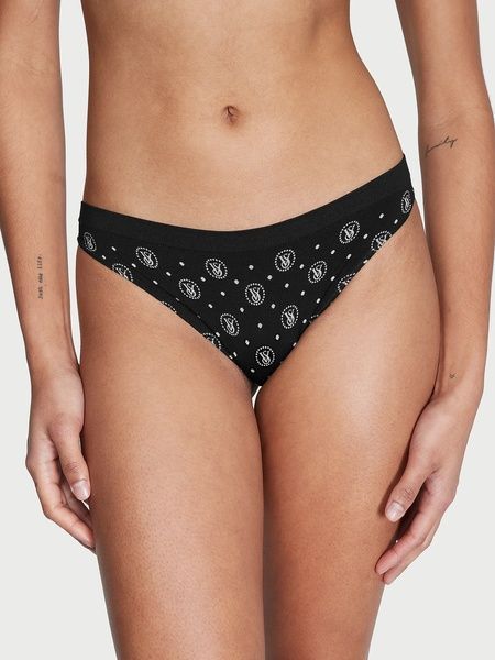 Трусики-стрінги жіночі з мікрофібри Victoria's Secret Seamless Thong Panty чорні i0v-ecf-jkt фото