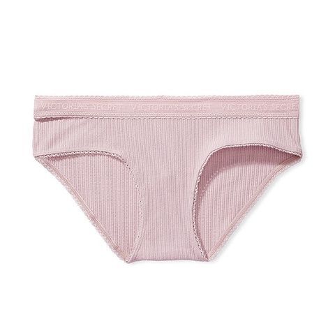 Трусики-хипстер женские Victoria's Secret Logo Cotton Lace-Waist Hiphugger Panty сиреневые lqg-kv1-vah фото