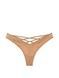 Трусики-стринги женские люксовые Victoria's Secret Strappy Back High-Leg Thong Panty бежевые cab-he9-hkj фото 2
