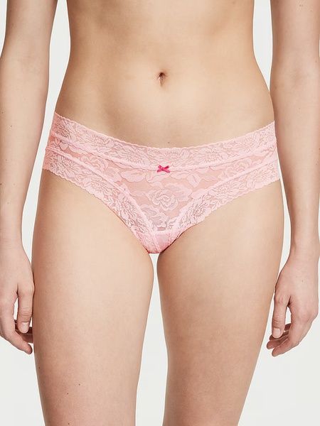 Трусики-чики женские кружевные Victoria's Secret Lace-Up Cheeky Panty пудровые ufo-x5m-qq8 фото