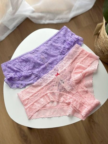 Трусики-чики женские кружевные Victoria's Secret Lace-Up Cheeky Panty пудровые ufo-x5m-qq8 фото