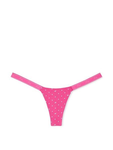 Трусики-стрінги бавовняні PINK Victoria's Secret Logo Cotton Shine Micro Thong Panty рожеві 20q-yve-es2 фото
