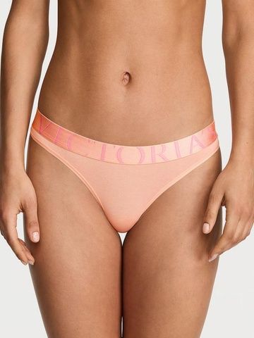 Трусики-стринги женские хлопковые с&nbsp;логотипом Victoria's Secret Exploded Logo Cotton Thong персиковые XL 81y-qu5-orr фото