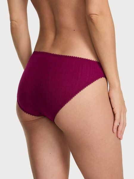 Трусики-бікіні жіночі Victoria's Secret Stretch Pointelle Bikini Panty бордові  ty0-qbc-svb фото