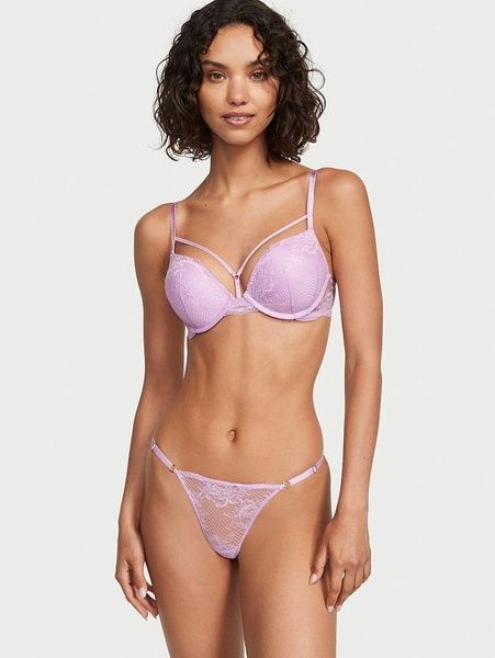 Стринги люксовые кружевные на регулируемых резинках, сиреневые Victoria's Secret Fishnet Lace V-String Panty О r2w-oq4-qqz фото