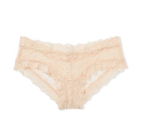 Трусики-чики женские кружевные Victoria's Secret Lace-Up Cheeky Panty бежевые(2) 52n-7r5-zcy фото