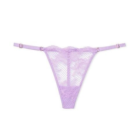 Стринги люксовые кружевные на регулируемых резинках, сиреневые Victoria's Secret Fishnet Lace V-String Panty О r2w-oq4-qqz фото