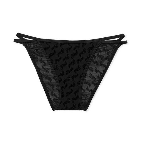 Трусики-чики женские кружевные PINK Victoria's Secret Dot Mesh Cheeky Panty черные suf-cy2-a77 фото