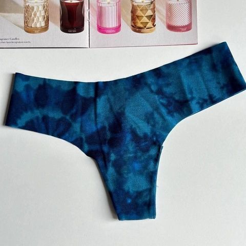 Трусики-стринги женские бесшовные PINK Victoria's Secret No-Show Thong Panty синие 7q5-37p-cdw фото