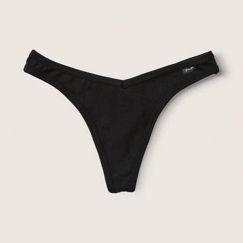 Трусики-стринги женские PINK Victorias Secret черные bw4-it3-wuz фото