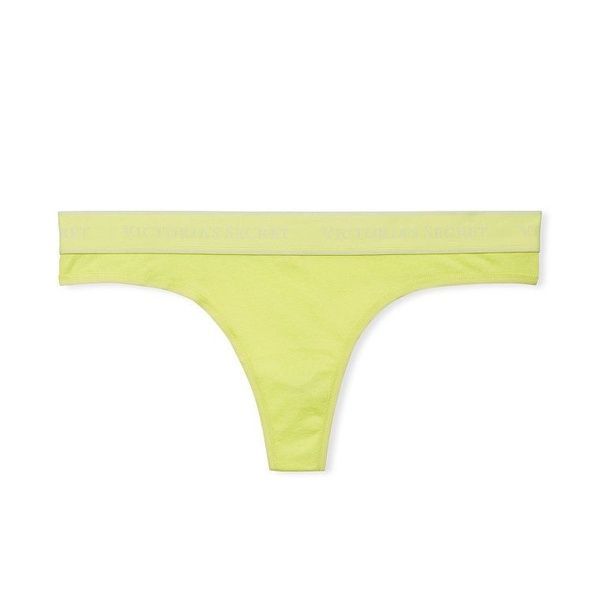 Трусики-стринги женские хлопковые Victoria's Secret Logo Cotton Thong Panty желтые 3ba-jfo-05s фото