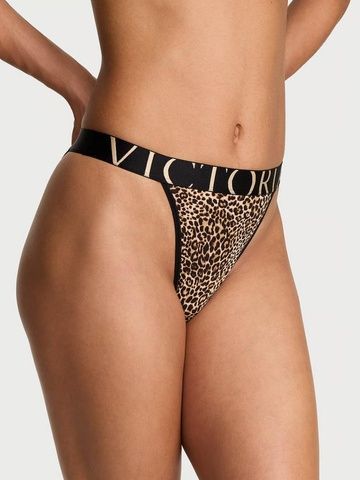 Трусики-бразилиана женские хлопковые с логотипом Victoria's Secret Exploded Logo Cotton 90s Brief Panty леопардовые  ym9-di6-id4 фото