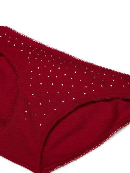 Трусики-бикини женские хлопковые Victoria's Secret Stretch Cotton Sparkle Bikini Panty бордовые h0q-g77-7t3 фото