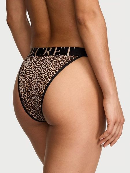 Трусики-бразилиана женские хлопковые с логотипом Victoria's Secret Exploded Logo Cotton 90s Brief Panty леопардовые  ym9-di6-id4 фото