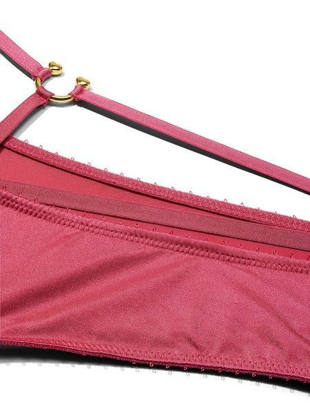 Трусики-чики жіночі люксові Victoria's Secret Strappy-Back Ring Hardware Cheeky Panty бордові  i91-ugn-6t5 фото