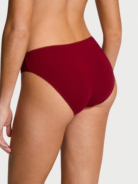 Трусики-бикини женские хлопковые Victoria's Secret Stretch Cotton Sparkle Bikini Panty бордовые h0q-g77-7t3 фото