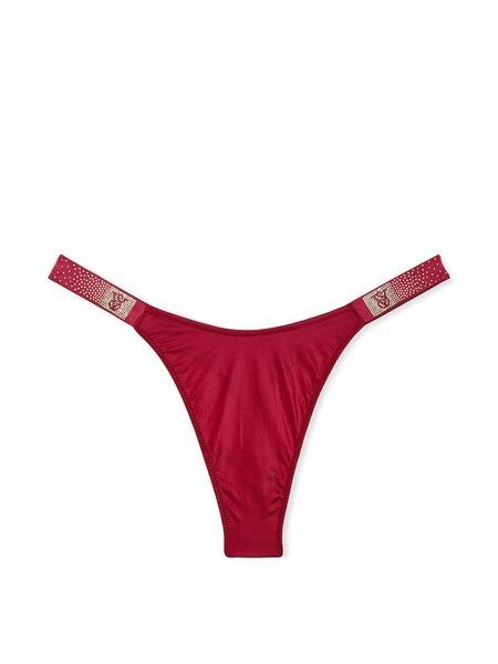Трусики-стрінги люксові зі стразами Victoria's Secret Scattered Shine Strap Smooth Thong Panty червоні vfu-u59-lcl фото