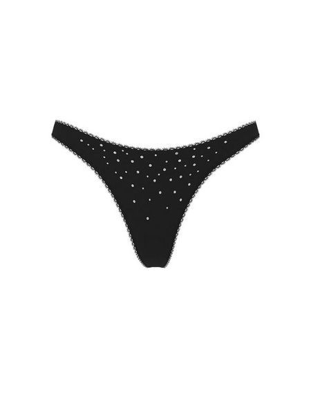 Трусики-стринги жіночі бавовняні Victoria's Secret Stretch Cotton Sparkle High-Leg Scoop Thong Panty чорні tf7-d07-w3w фото